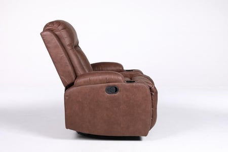 ذا لاونجر The Lounger قماش فايبر (شاموا) بني - كرسي استرخاء دوار هزاز مع حامل أكواب