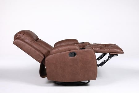 ذا لاونجر The Lounger قماش فايبر (شاموا) بني - كرسي استرخاء دوار هزاز مع حامل أكواب