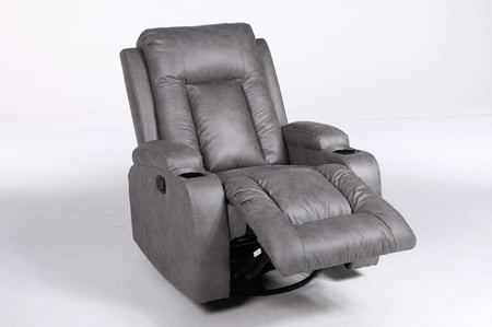 كرسي استرخاء هزاز ودوار رمادي مع حامل أكواب