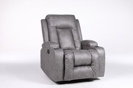 كرسي استرخاء هزاز ودوار رمادي مع حامل أكواب