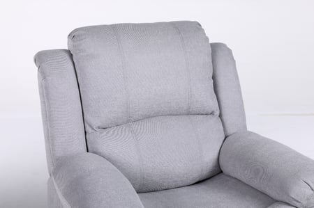 كرسي استرخاء رمادي فاتح خامة كتان ثابت ومريح