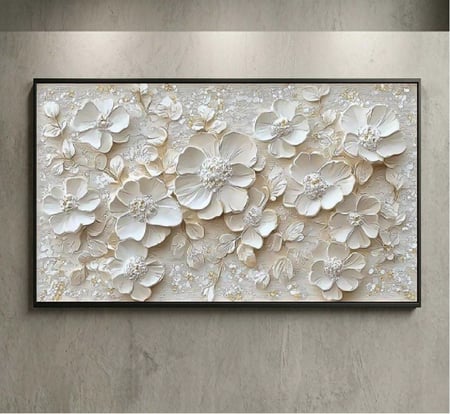 لوحة كانفس فن تجريدي (طباعة + عمل يدوي)