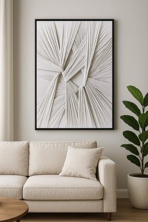 لوحة كانفس فن تجريدي ثلاثي الأبعاد ( لمسة فنية هادئة )