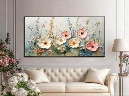 لوحة كانفس للورود فن تجريدي