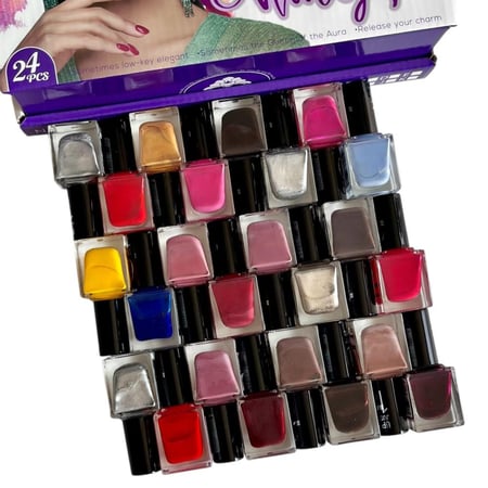 علبه مناكير 24 لون لمعه ثابته بدرجه A