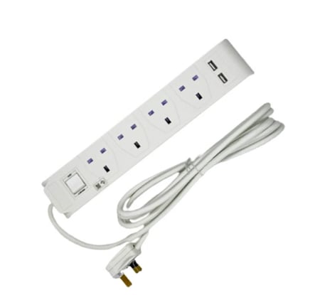 توصيلة HB تحتوي على اربع مقابس بطول 3متر و2860W ومنفذين USB