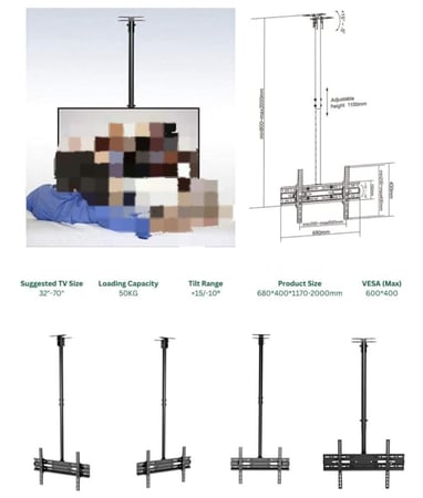 حامل سقفي من 32 إلى ٧٥ بوصة بطول متر