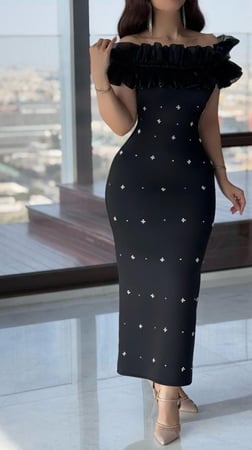 فستان اسود ناعم