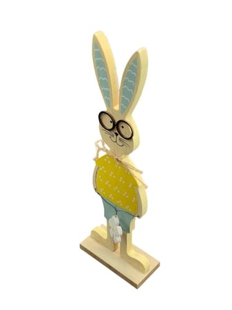 تحفة خشبية بتصميم أرنب أصفر