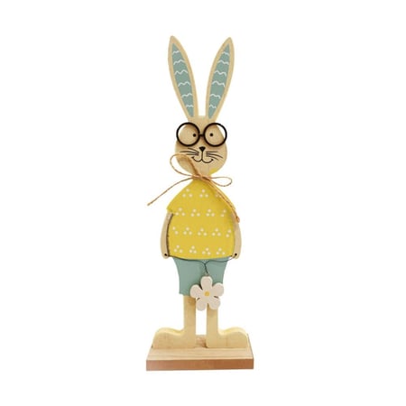 تحفة خشبية بتصميم أرنب أصفر