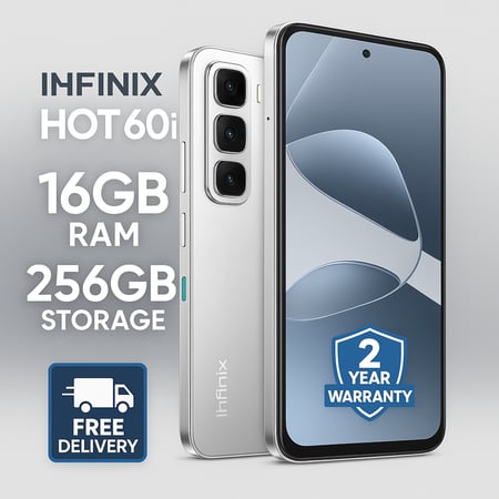 Infinix Hot 60i 256GB 8+8GB RAM Titanium Silver - KSA Version