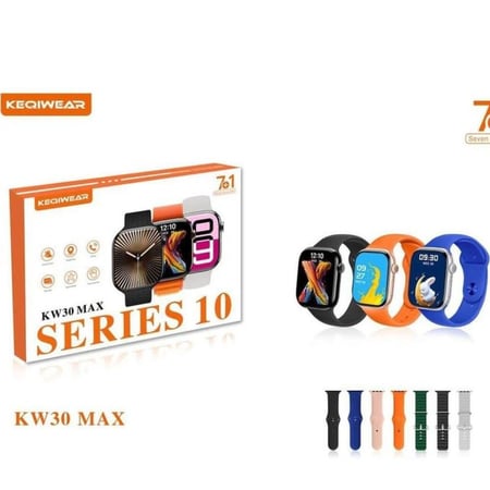 Keqiwear KW30 Max Series 10 Smartwatch 7+1 Straps – Fitness Tracker, Call/Message Alerts, Sports Modes, Waterproof, Long Battery Life