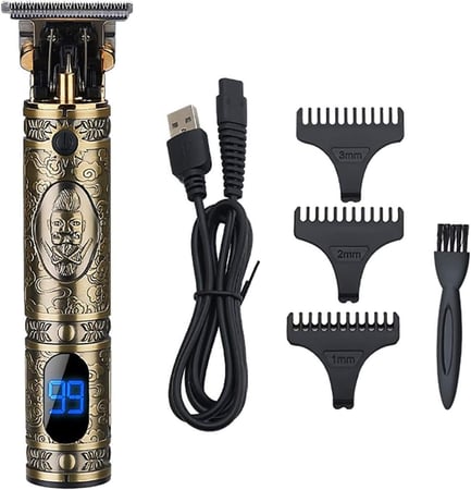 Mens Hair Clippers, Cordless All Metal Electric Hair Trimmer With LCD Display, Rechargeable Beard Trimmer With 3 Attachments, For Men Kids Baby Stylists Barber,Copper
