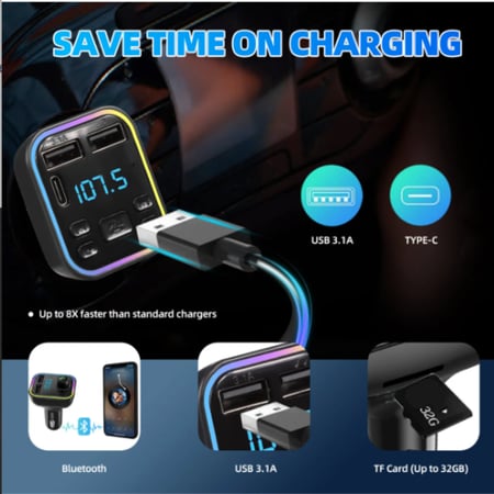 Syncwire Bluetooth 5.3 FM Transmitter Car Adapter 48W Wireless Radio Music Adapter