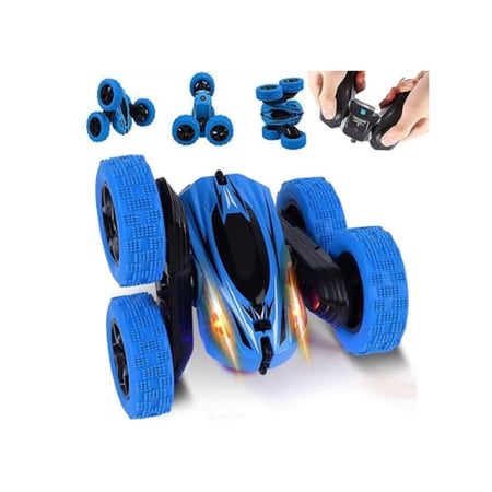 لعبة سيارة تحكم عن بُعد RC، سيارة استعراض مزدوجة الجوانب بتدوير 360°، سيارة قابلة لإعادة الشحن بسرعة عالية 2.4 جيجاهرتز، سيارة سباق بعجلات 4WD للطرق الوعرة، سيارة بتشوه ثلاثي الأبعاد 1:24، هدية رائعة للأطفال.