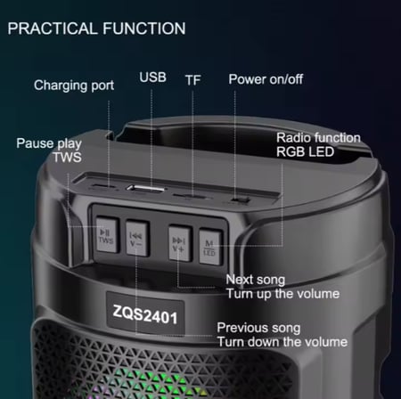 SING-E ZQS2401 Double 4 Inch Outdoor FM Radio Speakers Convenient Event Computer Party Speaker