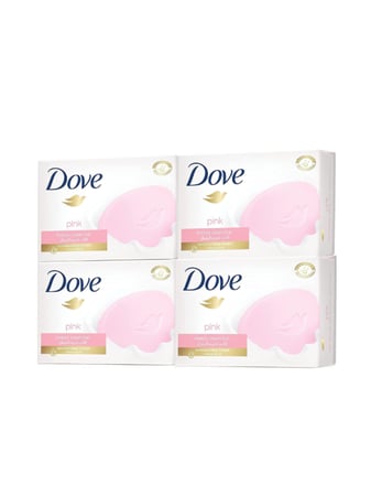 Dove Moisturising Soap Bar Nourishing Formula for All Skin Types, Pink with ¼ Moisturising Cream, 125g - Pack of 4