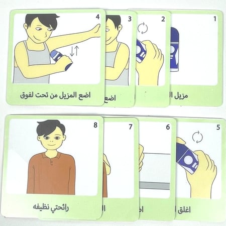 جداول بصريه مصوره(مجموعة استخدام مزيل العرق للفتيان باللغه العربية مطبوعه