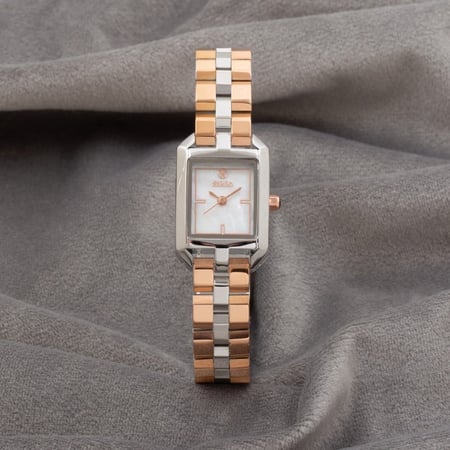 ساعة نسائية متفردة  باللون المكس النحاسي ميناء ابيض