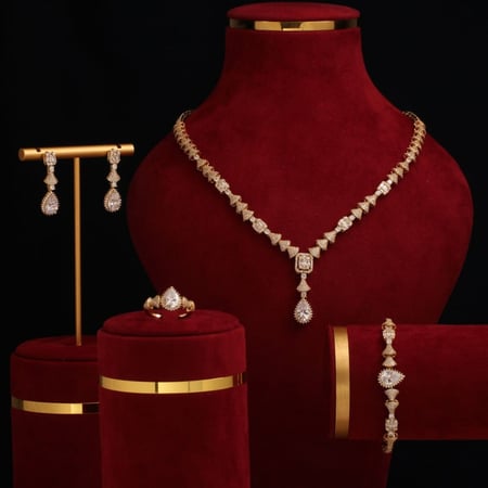 طقم استيل زركون 4 قطع لامع ملفت