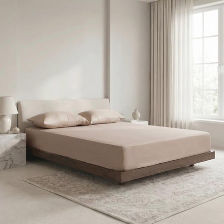 طقم شراشف قطن مفرد - 2 قطع - رمادي فاتح بنفسجي