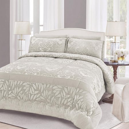 مفرش مزدوج مخمل - 6 قطع - سلسلة نوفا - رمادي متوسط