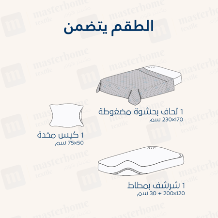 مفرش مضغوط مفرد - 3 قطع - سلسلة إلميرا - أزرق بحيرة