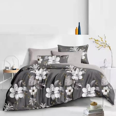 مفرش صيفي مفرد - 4 قطع - سلسلة ميلان - رمادي غامق