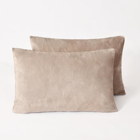 طقم بيت مخدة مخملي - 2 قطع - رمادي فاتح بنفسجي