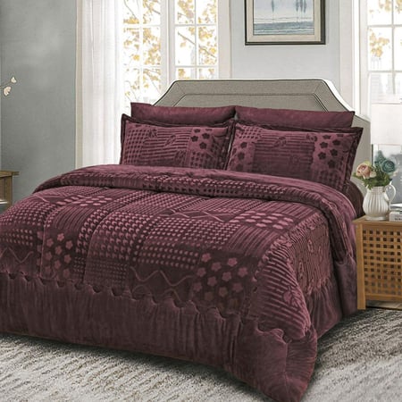 مفرش مزدوج مخمل - 6 قطع - سلسلة نوفا - الليلاك