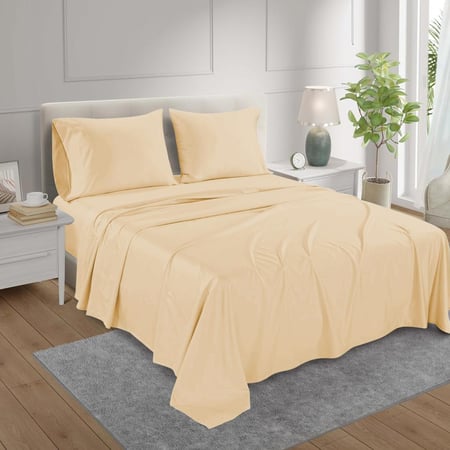 طقم شراشف سرير قطن بدون مطاط مفرد - 3 قطع - بيچ