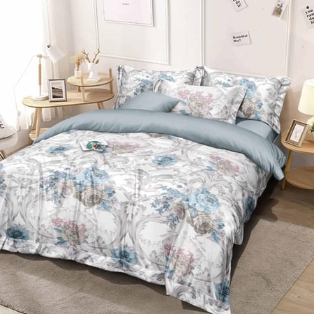 مفرش صيفي مفرد ونص - 4 قطع - سلسلة ميلان - أزرق فاتح