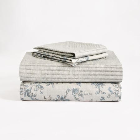 غطاء لحاف صيفي قطن مفرد - 4 قطع - كڤر سلسلة فيرونيكا - رمادي فاتح