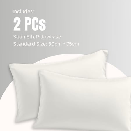 طقم بيت مخدة ستان - 2 قطع - أبيض