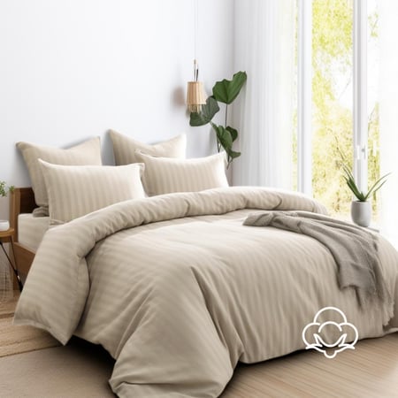 مفارش فندقي قطن مفرد مع الحشوة القابلة للنزع - 5 قطع - رمادي فاتح