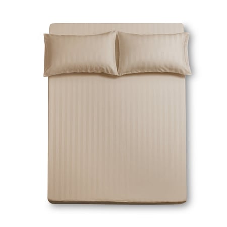 طقم شراشف فندقية مفرد ونص - 3 قطع - لون بيج وسط