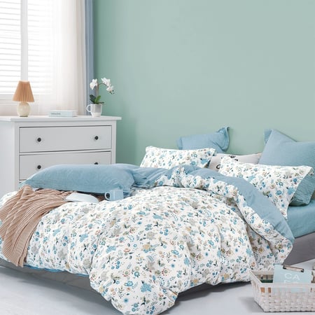 مفارش صيفية قطن مفرد - 5 قطع - سلسلة فيرونيكا - أزرق السماء