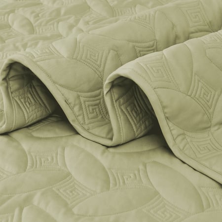 مفرش مضغوط مفرد - 3 قطع - سلسلة إلميرا - أخضر فاتح