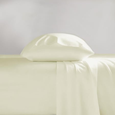 طقم شراشف سرير قطن بدون مطاط مفرد - 3 قطع - أوف وايت