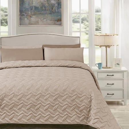 مفرش مضغوط قطن مفرد ونص - 3 قطع - سلسلة ألبيانا - الجملي الأرجواني