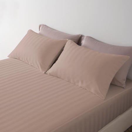 طقم شراشف فندقية مفرد ونص - 3 قطع - رمادي فاتح بنفسجي