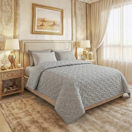 مفرش مضغوط مفرد - 3 قطع - سلسلة إلميرا - رمادي