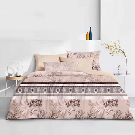 مفرش صيفي مزدوج - 8 قطع - سلسلة سيلين - قهوة