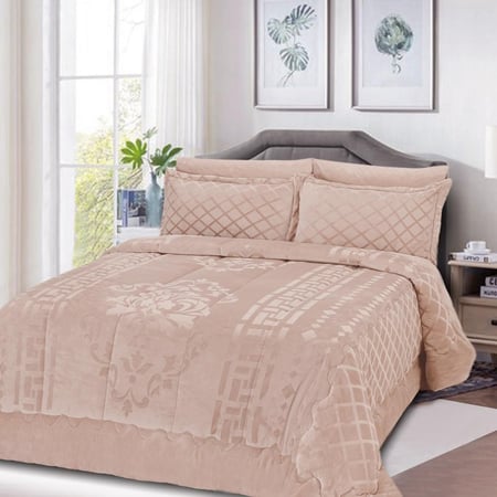 مفرش مفرد مخمل - 4 قطع - سلسلة نوفا - رمادي فاتح بنفسجي