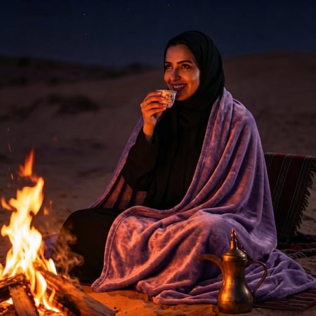بطانية مخمل خفيفة نفر 230 × 170 - سلسلة رواء - بنفسجي