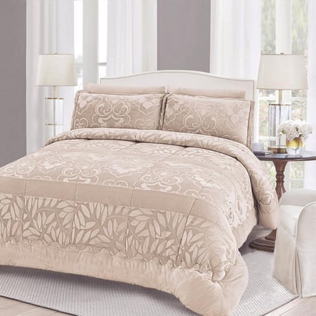 مفرش مفرد مخمل - 4 قطع - سلسلة نوفا - بنفسجي جملي