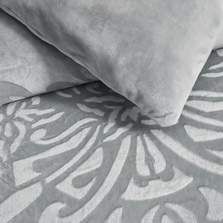 مفرش مفرد مخمل - 5 قطع - سلسلة لامورا - رمادي