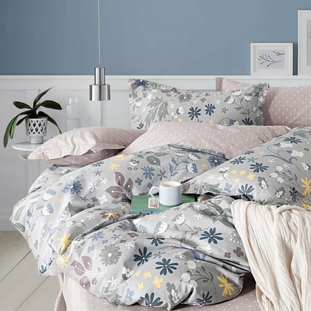 مفارش صيفية قطن مفرد - 5 قطع - سلسلة فيرونيكا - رمادي