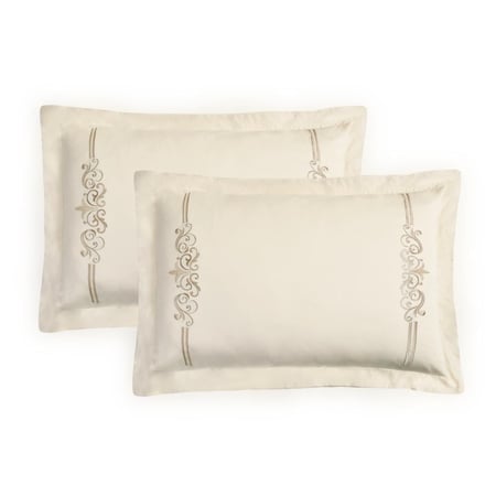 مفرش مزدوج مطرز - 9 قطع - سلسلة لورا - كريمي