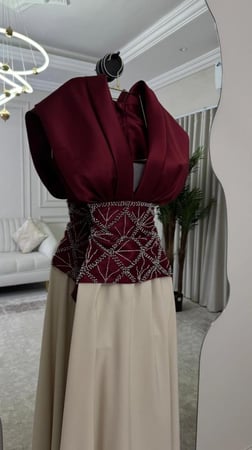 فستان سهره اللون اسود على بيج تطريز يدري من متجر جوهره FD  MN  TR FR